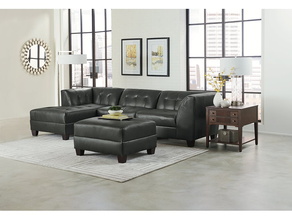 black leather sectional